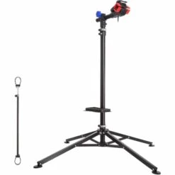 TECTAKE Support De Montage Vèlo, Pied D'Atelier D'Entretien De Réparation Charge 25 Kg Réglable Pliable 85 Cm X 85 Cm X 200 Cm - Noir