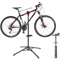 TECTAKE Support De Montage Vèlo, Pied D'Atelier D'Entretien De Réparation Charge 25 Kg Réglable Pliable 85 Cm X 85 Cm X 200 Cm - Noir -TECTAKE Soldes 2022 10170765 3