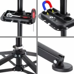 TECTAKE Support De Montage Vèlo, Pied D'Atelier D'Entretien De Réparation Charge 25 Kg Réglable Pliable 85 Cm X 85 Cm X 200 Cm - Noir -TECTAKE Soldes 2022 10170765 4