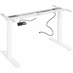 TECTAKE Bureau Assis Debout Pied De Bureau Réglable En Hauteur Electrique 180 Cm X 68 Cm X 123 Cm En Acier Blanc - Blanc