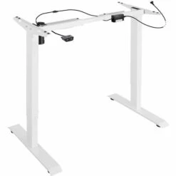 TECTAKE Bureau Assis Debout Pied De Bureau Electrique Réglable Moteur 25W 121 Cm X 65 Cm X 121 Cm En Acier Blanc - Blanc