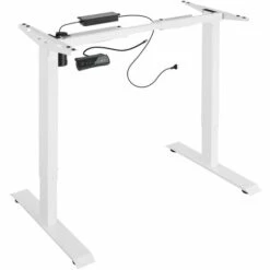 TECTAKE Bureau Assis Debout Pied De Bureau Electrique Réglable Hauteur Et Largeur 121 Cm X 65 Cm X 121 Cm En Acier Blanc - Blanc