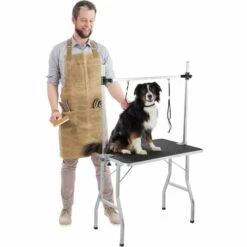 TECTAKE Table De Toilettage Pliante Avec Double Sangle Et Surface De Travail Antidérapante - Noir/gris -TECTAKE Soldes 2022 11481723 2