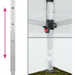 TECTAKE Tonnelle De Jardin Terrasse Pliante Autoportée Réglable 6 X 3 M Structure En Aluminium à 2 Parois Blanc + Sac De Transport - Blanc -TECTAKE Soldes 2022 12271606 3