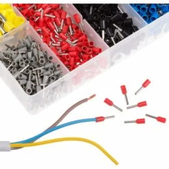 TECTAKE Pince à Sertir Accessoire Electricité Outillage à Main En Acier + 1200 Embouts Connecteurs - Noir/rouge -TECTAKE Soldes 2022 12380951 4