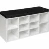 TECTAKE Meuble à Chaussures Banc 10 Paires Etagères Ajustables 103,5 Cm X 48 Cm X 30 Cm Blanc / Noir - Noir/blanc -TECTAKE Soldes 2022 13379406 1