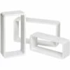 TECTAKE Lot De 3 Etagères Murales Design Moderne Cube Rectangulaire En Bois Brillant Blanc - Blanc