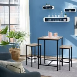 TECTAKE Lot De 3 Etagères Murales Design Cube Rectangulaire Rétro En Bois Noir - Noir -TECTAKE Soldes 2022 13418252 3