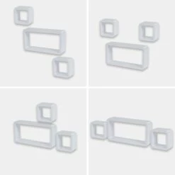 TECTAKE Lot De 3 Etagères Murales Design Rétro Cube En Bois Blanc - Blanc -TECTAKE Soldes 2022 13418256 3