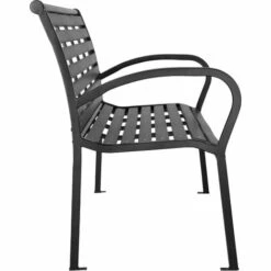TECTAKE Banc De Jardin D'Extèrieur Design En Fibres De Bois Cadre En Métal 126 Cm X 62 Cm X 81,5 Cm Noir - Noir -TECTAKE Soldes 2022 13727665 5