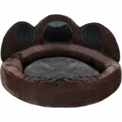 TECTAKE Panier Pour Chien Et Chat Design En Forme De Patte Doux En Polyester 80 Cm X 33 Cm Marron Noir - Noir/marron