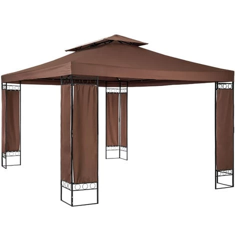 TECTAKE Tonnelle De Jardin 3,9 M X 2,9 M Autoportée Structure En Métal Marron - Marron 3 TECTAKE Tonnelle De Jardin 3,9 M X 2,9 M Autoportée Structure En Métal Marron - Marron