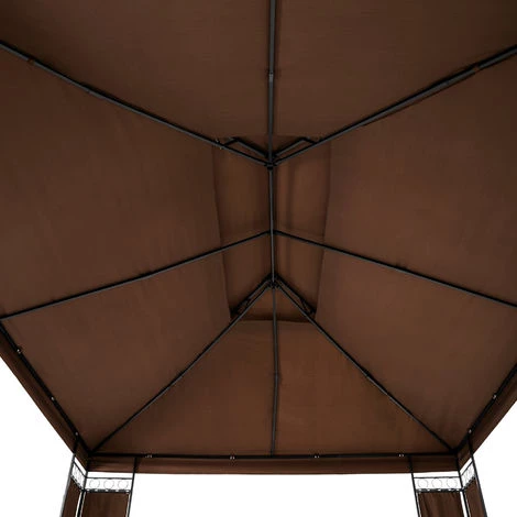 TECTAKE Tonnelle De Jardin 3,9 M X 2,9 M Autoportée Structure En Métal Marron - Marron 5 TECTAKE Tonnelle De Jardin 3,9 M X 2,9 M Autoportée Structure En Métal Marron - Marron – Image 3