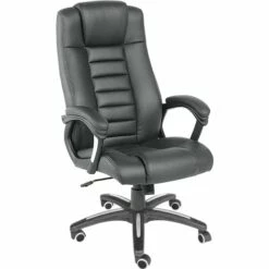 TECTAKE Chaise De Bureau, Fauteuil De Bureau, Siège De Bureau Hauteur Réglable, Pivotante Rembourrage Epais Noir - Noir