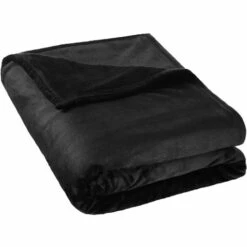 TECTAKE Plaid Canapé En Polaire 220 Cm X 240 Cm Noir + Sac De Rangement - Noir