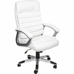 TECTAKE Fauteuil De Bureau Confortable Ergonomique Hauteur Réglable Avec Accoudoirs Fixes Blanc - Blanc