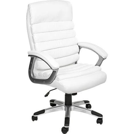 TECTAKE Fauteuil De Bureau Confortable Ergonomique Hauteur Réglable Avec Accoudoirs Fixes Blanc - Blanc 3 TECTAKE Fauteuil De Bureau Confortable Ergonomique Hauteur Réglable Avec Accoudoirs Fixes Blanc - Blanc