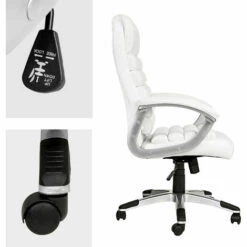 TECTAKE Fauteuil De Bureau Confortable Ergonomique Hauteur Réglable Avec Accoudoirs Fixes Blanc - Blanc 9 TECTAKE Fauteuil De Bureau Confortable Ergonomique Hauteur Réglable Avec Accoudoirs Fixes Blanc - Blanc -TECTAKE Soldes 2022 15103419 3