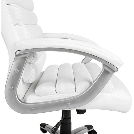 TECTAKE Fauteuil De Bureau Confortable Ergonomique Hauteur Réglable Avec Accoudoirs Fixes Blanc - Blanc 6 TECTAKE Fauteuil De Bureau Confortable Ergonomique Hauteur Réglable Avec Accoudoirs Fixes Blanc - Blanc – Image 4