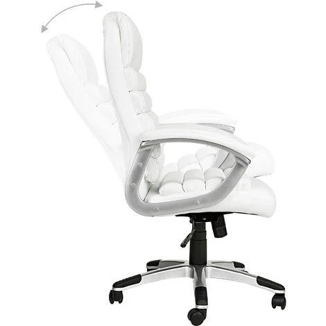 TECTAKE Fauteuil De Bureau Confortable Ergonomique Hauteur Réglable Avec Accoudoirs Fixes Blanc - Blanc 7 TECTAKE Fauteuil De Bureau Confortable Ergonomique Hauteur Réglable Avec Accoudoirs Fixes Blanc - Blanc – Image 5