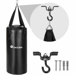 TECTAKE 1 Sac De Frappe + 2 Gants De Boxe + 2 Bandages De Boxe Noir + Fixation - Noir -TECTAKE Soldes 2022 15103449 5