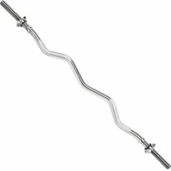 TECTAKE Barre De Musculation Curl Molet?e En Acier 120 Cm X 3 Cm + 2 Bagues De Serrage - Gris Chrome