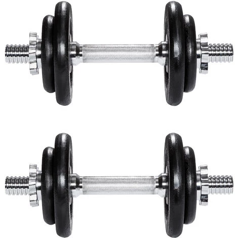 TECTAKE 2 Haltères Courts Et 8 Poids En Acier Et En Fonte 4 X 1,25 Kg + 4 X 2,5 Kg - Noir 4 TECTAKE 2 Haltères Courts Et 8 Poids En Acier Et En Fonte 4 X 1,25 Kg + 4 X 2,5 Kg - Noir – Image 2