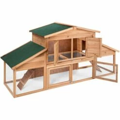 TECTAKE Clapier Pour Lapin Petits Rongeurs En Bois 226 Cm X 77 Cm X 95,5 Cm - Marron