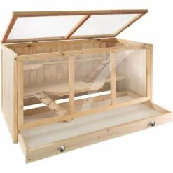 TECTAKE Cage ? Hamster Cochon D'Inde Lapin Petits Rongeurs 2 Etages En Bois De Pin 95 Cm X 50 Cm X 50 Cm - Marron
