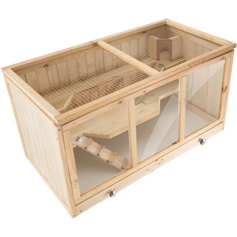 TECTAKE Cage ? Hamster Cochon D'Inde Lapin Petits Rongeurs 2 Etages En Bois De Pin 95 Cm X 50 Cm X 50 Cm - Marron 4 TECTAKE Cage ? Hamster Cochon D'Inde Lapin Petits Rongeurs 2 Etages En Bois De Pin 95 Cm X 50 Cm X 50 Cm - Marron – Image 2