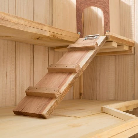 TECTAKE Cage ? Hamster Cochon D'Inde Lapin Petits Rongeurs 2 Etages En Bois De Pin 95 Cm X 50 Cm X 50 Cm - Marron 5 TECTAKE Cage ? Hamster Cochon D'Inde Lapin Petits Rongeurs 2 Etages En Bois De Pin 95 Cm X 50 Cm X 50 Cm - Marron – Image 3