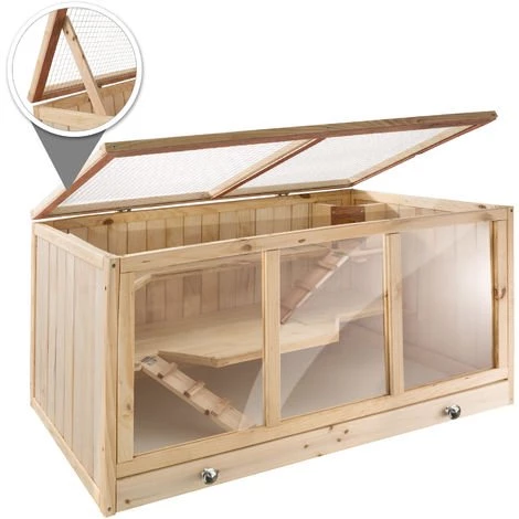 TECTAKE Cage ? Hamster Cochon D'Inde Lapin Petits Rongeurs 2 Etages En Bois De Pin 95 Cm X 50 Cm X 50 Cm - Marron 6 TECTAKE Cage ? Hamster Cochon D'Inde Lapin Petits Rongeurs 2 Etages En Bois De Pin 95 Cm X 50 Cm X 50 Cm - Marron – Image 4