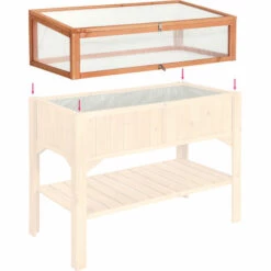 TECTAKE Serre Châssis De Jardin Pour Carré Potager En Bois Et Polycarbonate 115 Cm X 53 Cm X 34 Cm - Marron -TECTAKE Soldes 2022 15534953 4