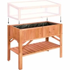 TECTAKE Carré Potager De Jardin Sur Pied Surélevé En Bois 119 Cm X 57 Cm X 90 Cm Marron - Marron -TECTAKE Soldes 2022 15534954 4
