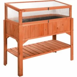 TECTAKE Carré Potager De Jardin Sur Pied Surélevé En Bois + 1 Châssis De Jardin 119 Cm X 53 Cm X 90 Cm Marron - Marron