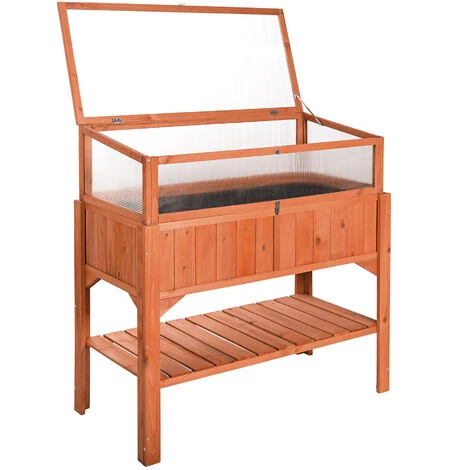 TECTAKE Carré Potager De Jardin Sur Pied Surélevé En Bois + 1 Châssis De Jardin 119 Cm X 53 Cm X 90 Cm Marron - Marron 4 TECTAKE Carré Potager De Jardin Sur Pied Surélevé En Bois + 1 Châssis De Jardin 119 Cm X 53 Cm X 90 Cm Marron - Marron – Image 2