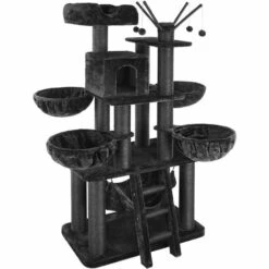 TECTAKE Arbre à Chat GISMO 195 cm - Griffoir, Grattoir Geant, Cadre D´escalade Pour Chat - Noir