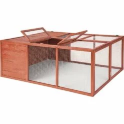 TECTAKE Cage Lapin Hamster Rongeurs Pliable En Bois Et En Métal 159 Cm X 109 Cm X 55 Cm Marron - Marron/marron