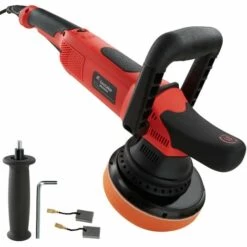 TECTAKE Polisseuse Excentrique 1650 ? 4800 Tours Par Minute Avec 1 Disque Et 1 Eponge De Polissage - Noir/rouge