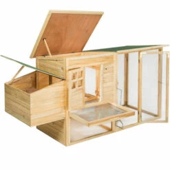 TECTAKE Poulailler En Bois Pour Poule Lapin Petits Animaux 198 Cm X 75 Cm X 102 Cm Marron - Marron -TECTAKE Soldes 2022 18216615 4
