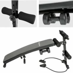 TECTAKE Banc De Musculation Pliable Abdominaux Et Dorsaux, Banc D'entraînement + 2 Haltères + 2 Cordes D'entraînement - Noir -TECTAKE Soldes 2022 18322984 5