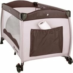 TECTAKE Lit Parapluie, Lit Bébé Pliant 126x65x80cm + 1 Sac De Rangement Panneaux Latéraux En Tissu Maillé Opaque - Petit Lit Parapluie, Parc Enfant, Lit D´appoint - Marron Café -TECTAKE Soldes 2022 18473929 5