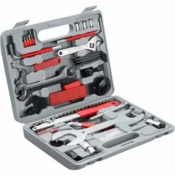 TECTAKE Kit De Réparation Vélo 50 Pièces - Reparation Velo, Matériel Vélo, Accessoire Vtt - Gris