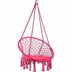 TECTAKE Fauteuil Suspendu JANE - Hamac Chaise, Hamac Suspendu, Chaise Suspendue - Rose Vif