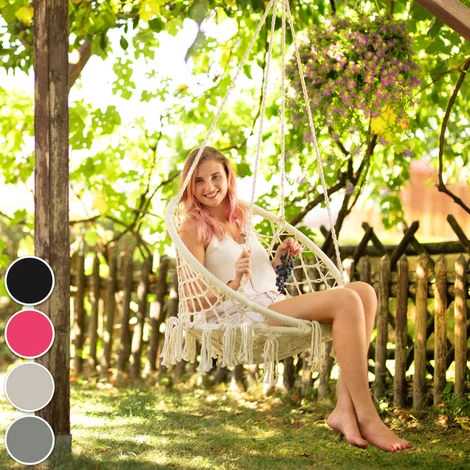 TECTAKE Fauteuil Suspendu JANE - Hamac Chaise, Hamac Suspendu, Chaise Suspendue - Rose Vif 4 TECTAKE Fauteuil Suspendu JANE - Hamac Chaise, Hamac Suspendu, Chaise Suspendue - Rose Vif – Image 2