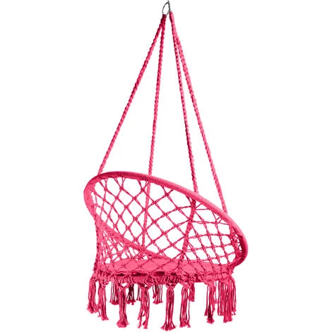 TECTAKE Fauteuil Suspendu JANE - Hamac Chaise, Hamac Suspendu, Chaise Suspendue - Rose Vif 6 TECTAKE Fauteuil Suspendu JANE - Hamac Chaise, Hamac Suspendu, Chaise Suspendue - Rose Vif – Image 4