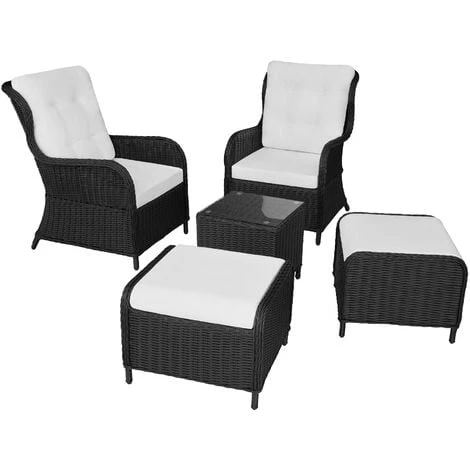 TECTAKE Salon De Jardin BENISSA - Mobilier De Jardin, Meuble De Jardin, Ensemble Table Et Chaises De Jardin - Noir 4 TECTAKE Salon De Jardin BENISSA - Mobilier De Jardin, Meuble De Jardin, Ensemble Table Et Chaises De Jardin - Noir – Image 2