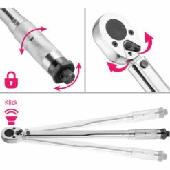 TECTAKE Kit Clé Dynamométrique 5 Pièces - Clé Plate, Clé à Douille, Clé De Torsion - Argent -TECTAKE Soldes 2022 18474187 4