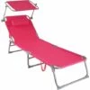 TECTAKE Transat CHLOE - Chaise Longue, Bain De Soleil, Transat Jardin - Rose Vif -TECTAKE Soldes 2022 18474279 1