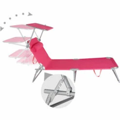 TECTAKE Lot De 2 Transats CHLOE - Lot De 2 Chaises Longues, Bains De Soleil, Transats Jardin - Rose Vif -TECTAKE Soldes 2022 18474283 4
